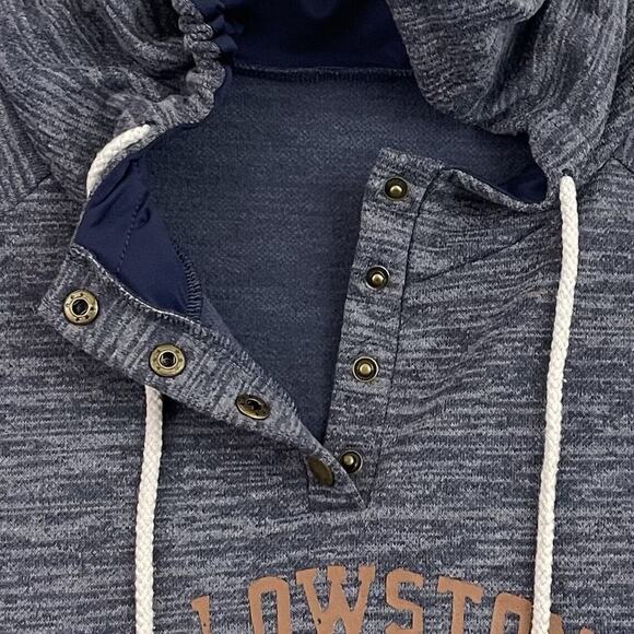 Yellowstone Hoodie Womens XL Blue Sweatshirt Kangaroo Pocket Drawstring Snaps - Picture 10 of 12